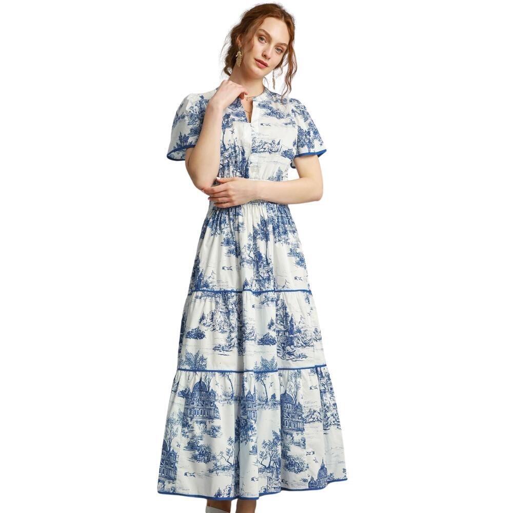 Umgee Scenic Toile Smocked Waist Maxi Dress - Picture 1 of 3